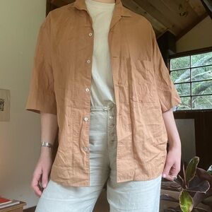 Lemaire Taupe Cotton Striped Shirt